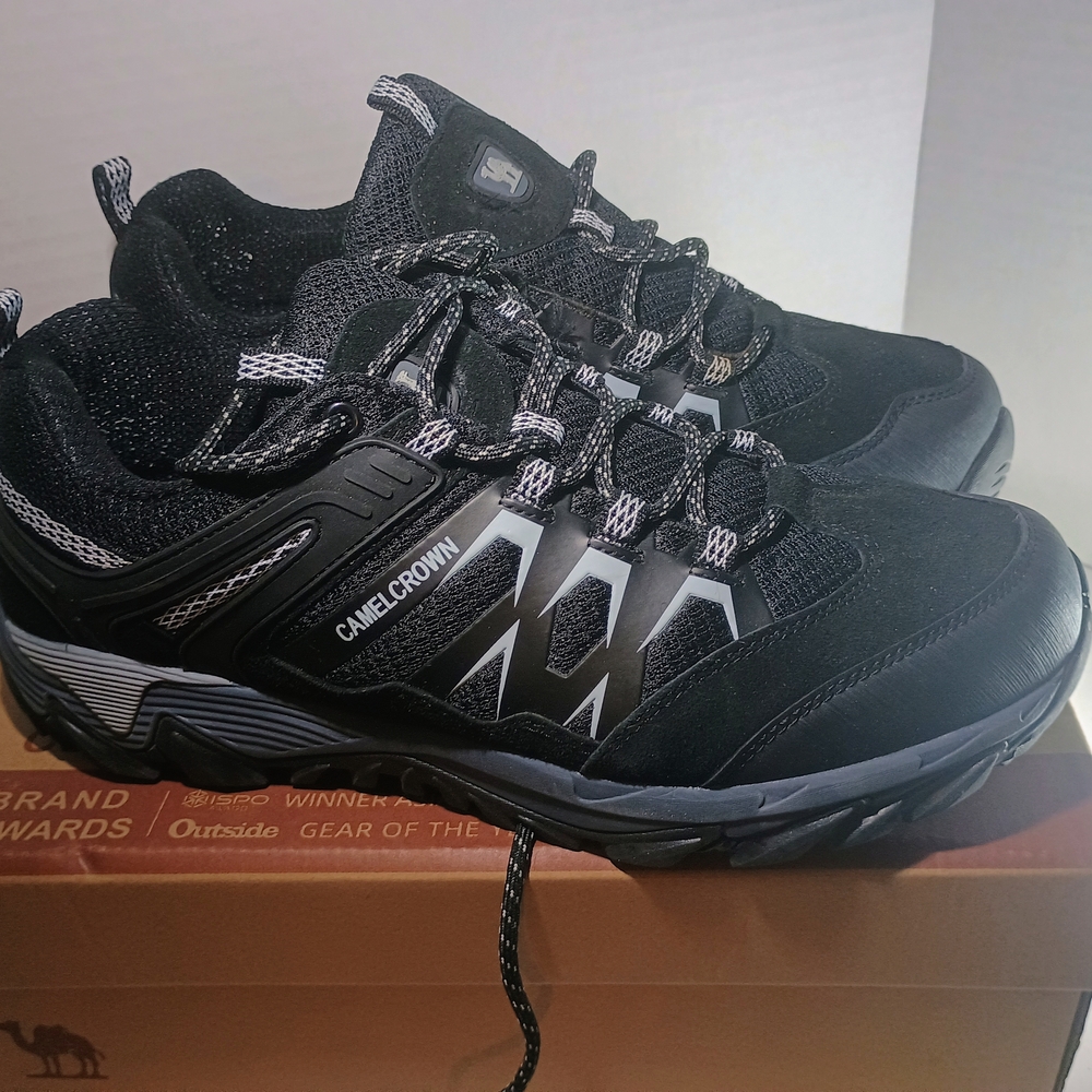 Camel Crown Men’s Hiking Shoes Trail Sneakers Black  Size 10.5